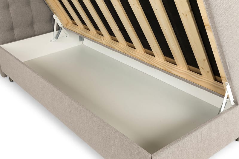 Montana Seng med Opbevaring Dobbeltseng 160x200 cm - Beige - Møbler - Senge - Seng med opbevaring