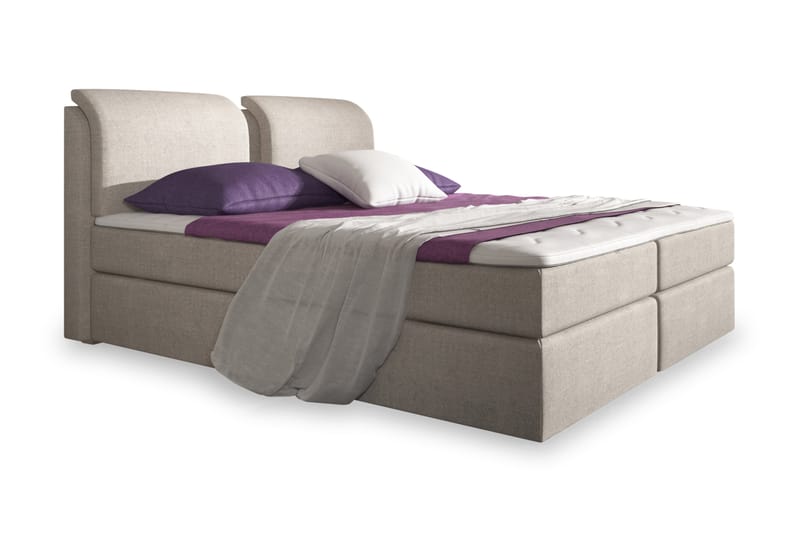 Owen Komplet Box Bed Seng med Opbevaring 160x200 - Beige - Komplet sengepakke - Seng med opbevaring - Dobbeltsenge