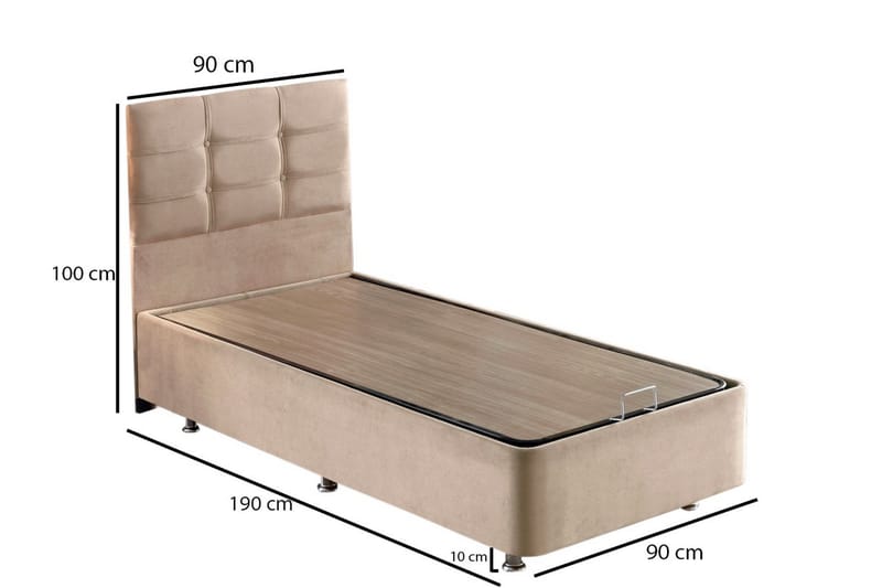 Reghum Kontinentalseng 90x190 cm - Lysebrun - Møbler - Senge - Komplet sengepakke