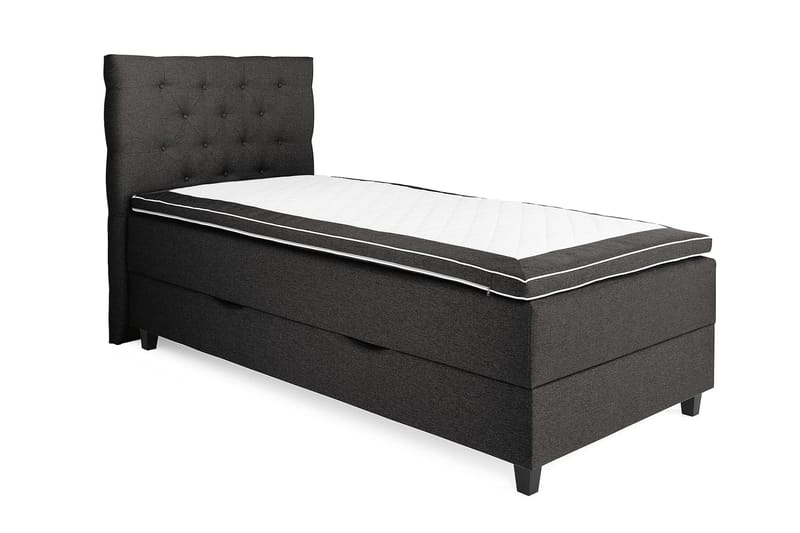 Royal Box Bed 105x200 - Mørkegrå - Komplet sengepakke - Kontinentalsenge