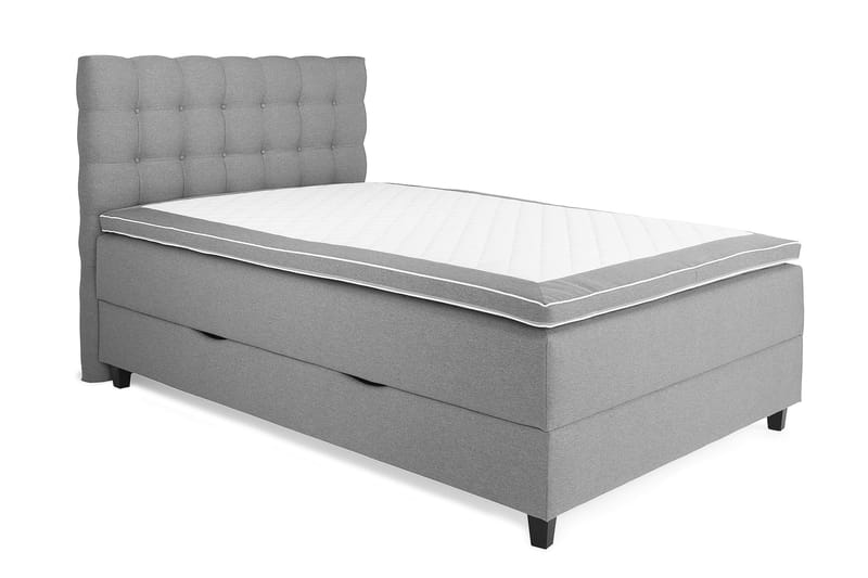 Royal Box Bed 120x200 - Lysegrå - Komplet sengepakke - Kontinentalsenge - Dobbeltsenge