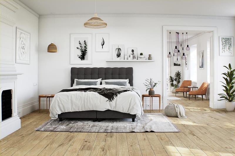 Royal Box Bed 140x200 - Mørkegrå - Møbler - Senge - Komplet sengepakke