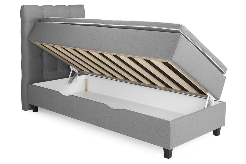 Royal Box Bed 90x200 cm - Lysegrå - Møbler - Senge - Komplet sengepakke