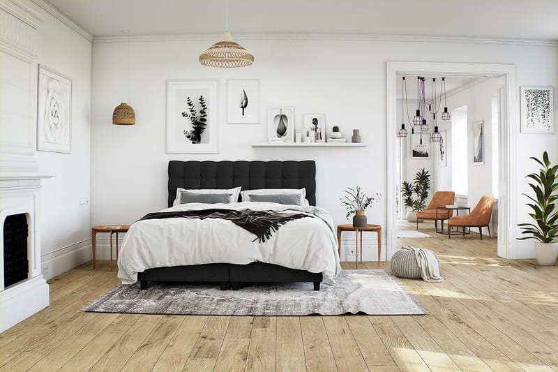 Royal Box Bed 90x200 cm - Sort - Møbler - Senge - Komplet sengepakke