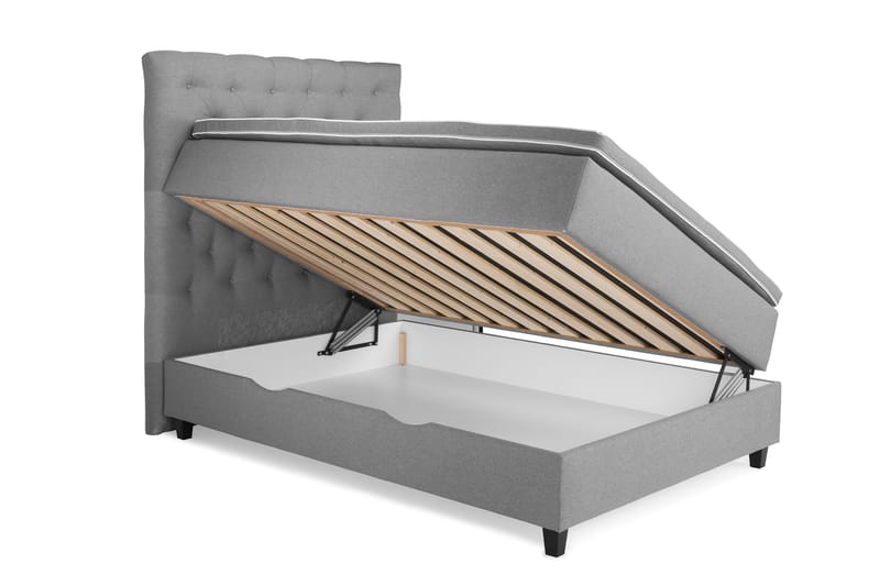 Royal Box Bed Komplet Sengepakke 140x200 - Lysegrå - Møbler - Senge - Komplet sengepakke