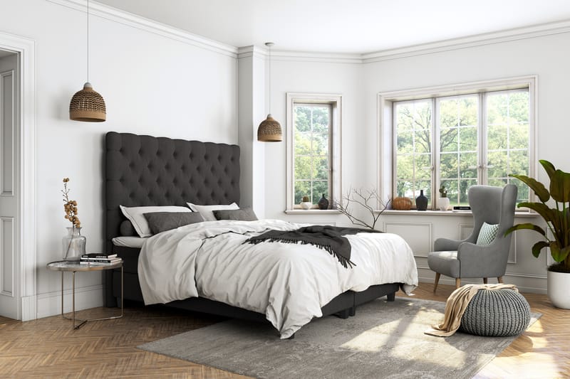 Royal Box Bed Komplet Sengepakke 140x200 - Mørkegrå - Møbler - Senge - Seng med opbevaring
