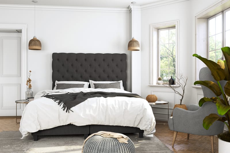 Royal Box Bed Komplet Sengepakke 140x200 - Mørkegrå - Møbler - Senge - Seng med opbevaring