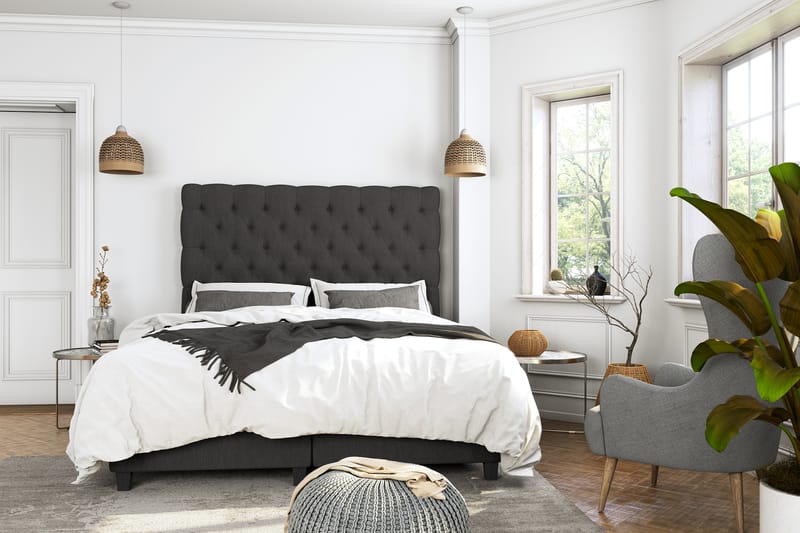 Royal Box Bed Komplet Sengepakke 140x200 - Mørkegrå - Møbler - Senge - Seng med opbevaring