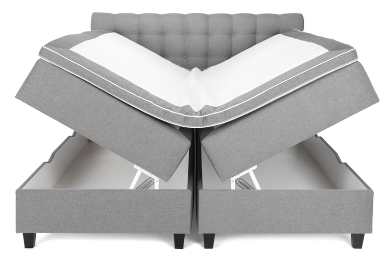 Royal Box Bed Komplet Sengepakke 160x200 - Lysegrå - Møbler - Senge - Seng med opbevaring