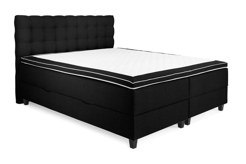 Royal Box Bed Komplet Sengepakke 160x200 - Sort - Møbler - Senge - Kontinentalsenge