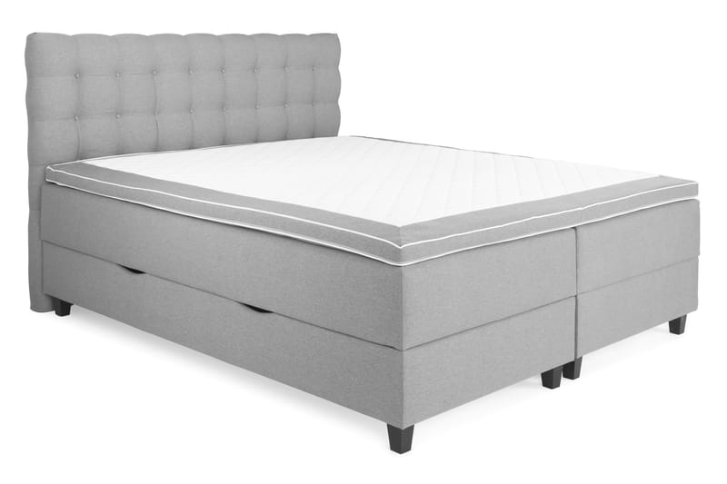 Royal Box Bed Komplet Sengepakke 180x200 - Lysegrå - Møbler - Senge - Komplet sengepakke