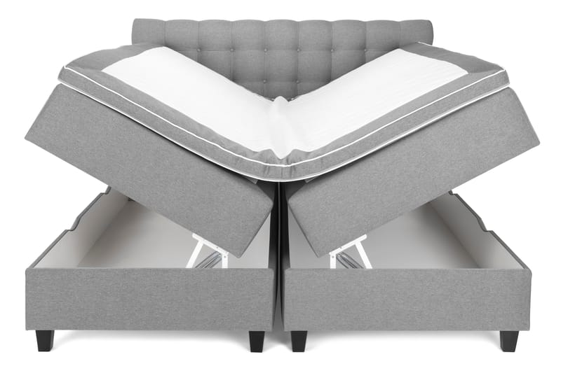 Royal Box Bed Komplet Sengepakke 180x200 - Lysegrå - Møbler - Senge - Komplet sengepakke