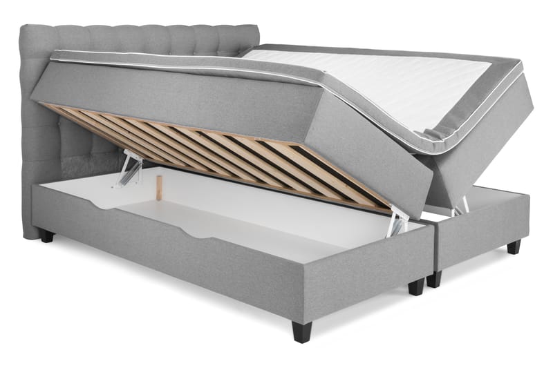 Royal Box Bed Komplet Sengepakke 180x200 - Lysegrå - Møbler - Senge - Komplet sengepakke