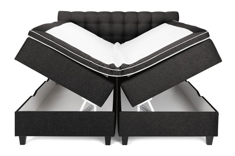 Royal Box Bed Komplet Sengepakke 180x200 - Mørkegrå - Møbler - Senge - Komplet sengepakke