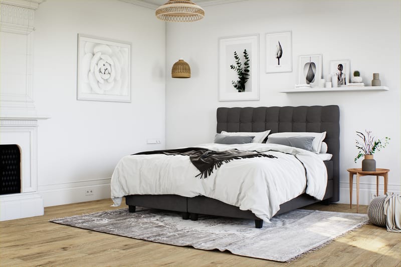 Royal Box Bed Komplet Sengepakke 180x200 - Mørkegrå - Møbler - Senge - Komplet sengepakke