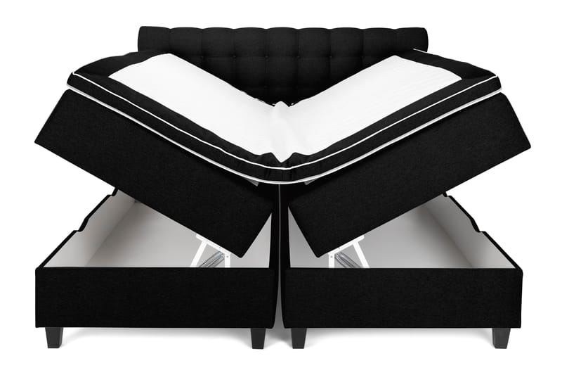 Royal Box Bed Komplet Sengepakke 180x200 - Sort - Møbler - Senge - Komplet sengepakke