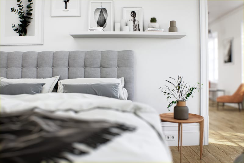 Royal Box Bed Komplet Sengepakke 90x200 - Lysegrå - Møbler - Senge - Komplet sengepakke