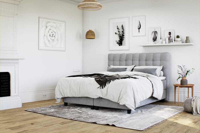 Royal Box Bed Komplet Sengepakke 90x200 - Lysegrå - Møbler - Senge - Komplet sengepakke