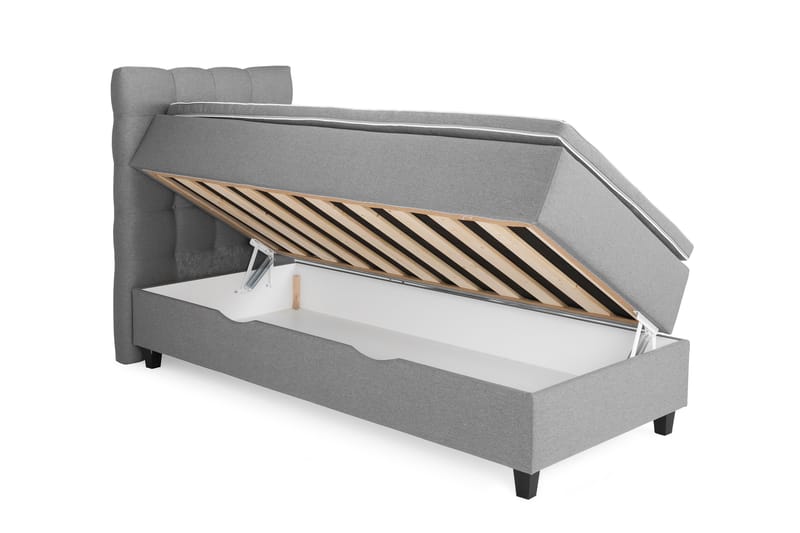Royal Box Bed Komplet Sengepakke 90x200 - Lysegrå - Møbler - Senge - Komplet sengepakke