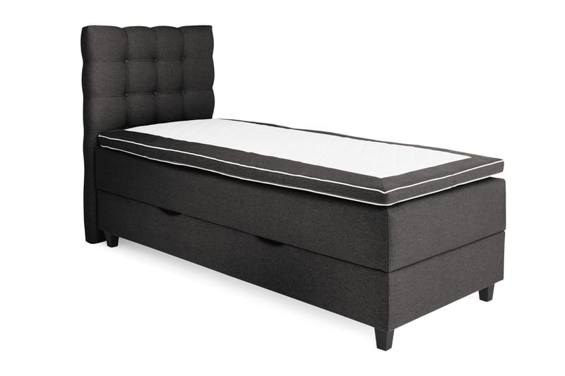 Royal Box Bed Komplet Sengepakke 90x200 - Mørkegrå - Møbler - Senge - Komplet sengepakke