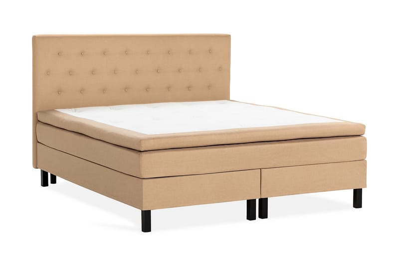 Scarlett Sengepakke 150x200 Skummadras - Knappet gavl Beige - Møbler - Senge - Komplet sengepakke