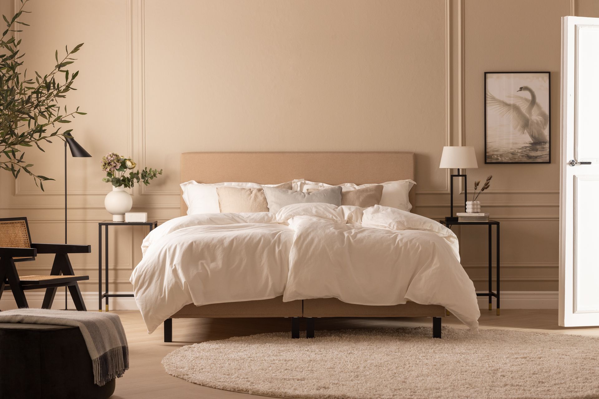 Scarlett Sengepakke 180x200 Skummadras - Glat gavl Beige - Møbler - Senge - Komplet sengepakke