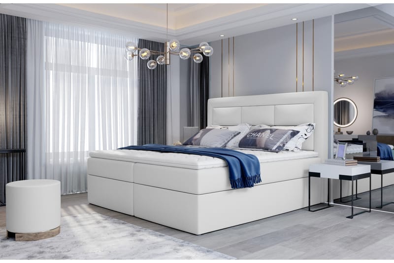 Vivera Sengepakke 140x200 cm - Læder/Hvid - Komplet sengepakke