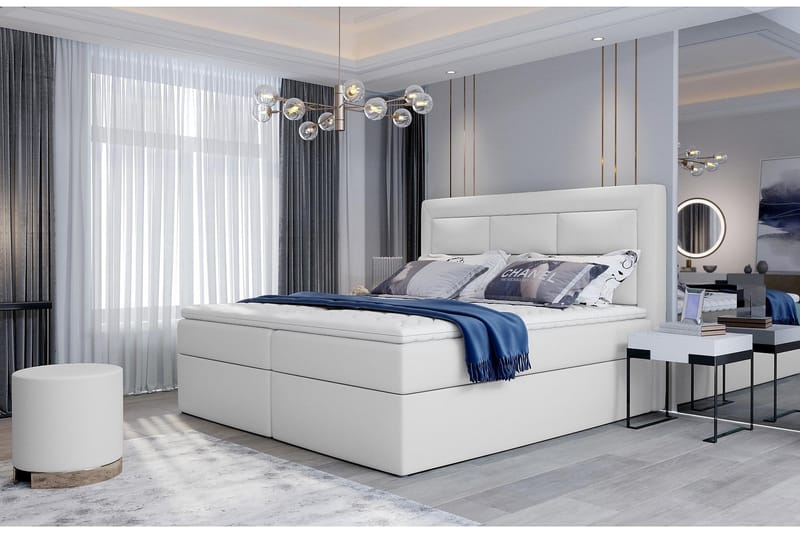 Vivera Sengepakke 160x200 cm - Læder/Hvid - Komplet sengepakke
