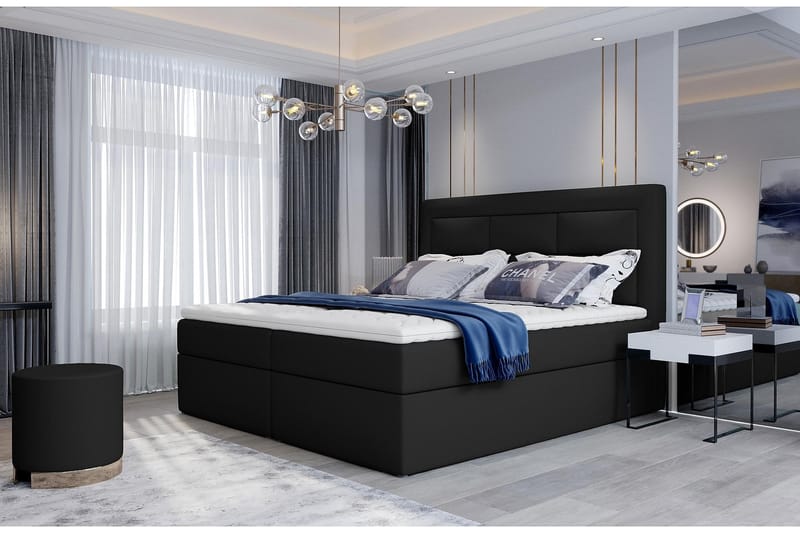 Vivera Sengepakke 160x200 cm - Læder/Sort - Komplet sengepakke
