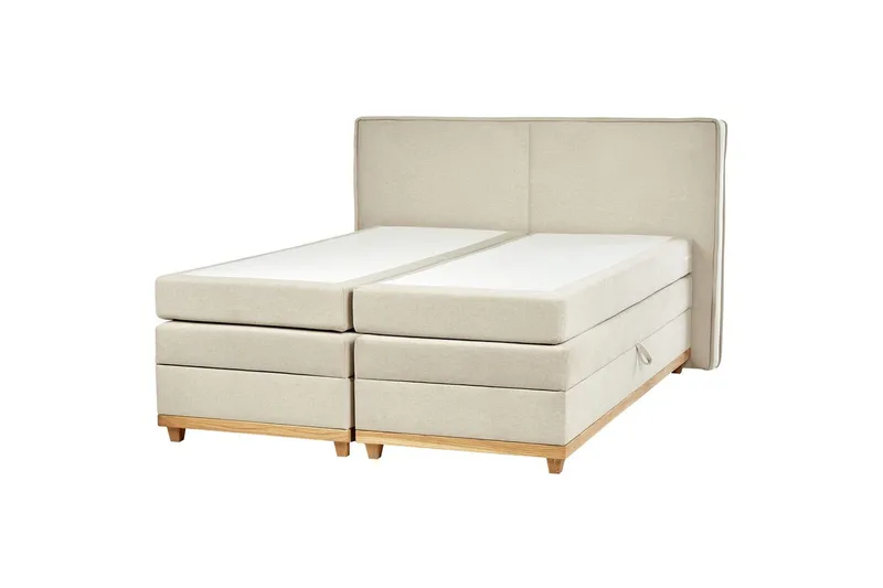 Kontinentalsäng Beliani Dynasty Beige-Ljust Trä, 160x200 cm Beige 180x200 - Møbler - Senge - Kontinentalsenge