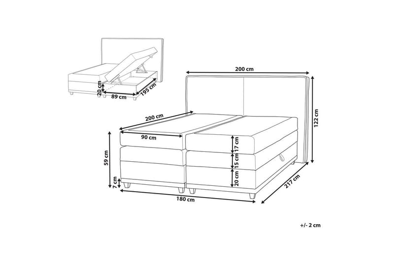 Kontinentalsäng Beliani Dynasty Beige-Ljust Trä, 160x200 cm Beige 180x200 - Møbler - Senge - Kontinentalsenge