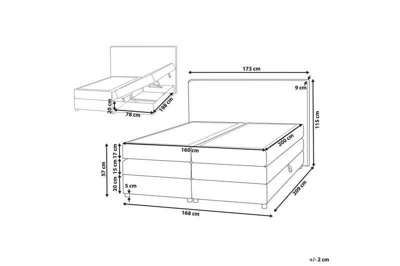 Kontinentalsäng Beliani Minister Beige-Silver, 160x200 cm Beige 160x200 - Møbler - Senge - Kontinentalsenge