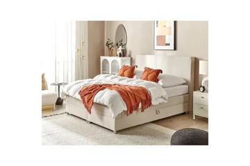 Kontinentalsäng Beliani Minister Beige-Silver, 160x200 cm Beige 160x200 - Møbler - Senge - Kontinentalsenge