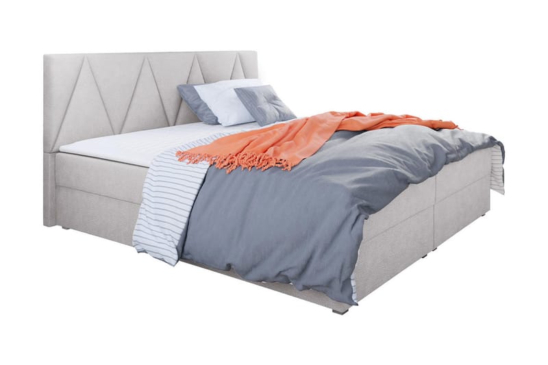 Alvito Kontinentalseng 140x200 cm med Sengegavl - Lysegrå - Møbler - Senge - Kontinentalsenge