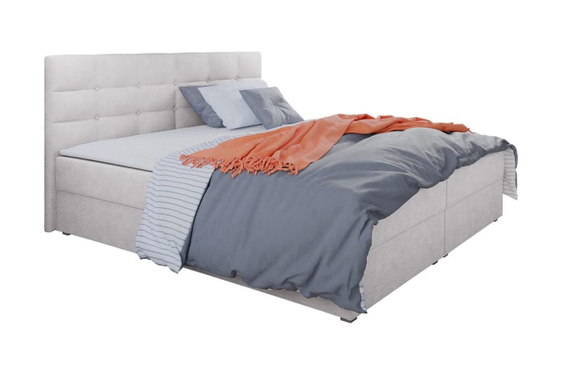 Alvito Kontinentalseng 140x200 cm med Sengegavl - Lysegrå - Møbler - Senge - Kontinentalsenge