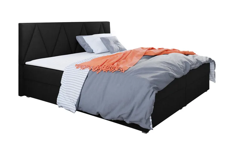 Alvito Kontinentalseng 140x200 cm med Sengegavl - Sort - Møbler - Senge - Kontinentalsenge