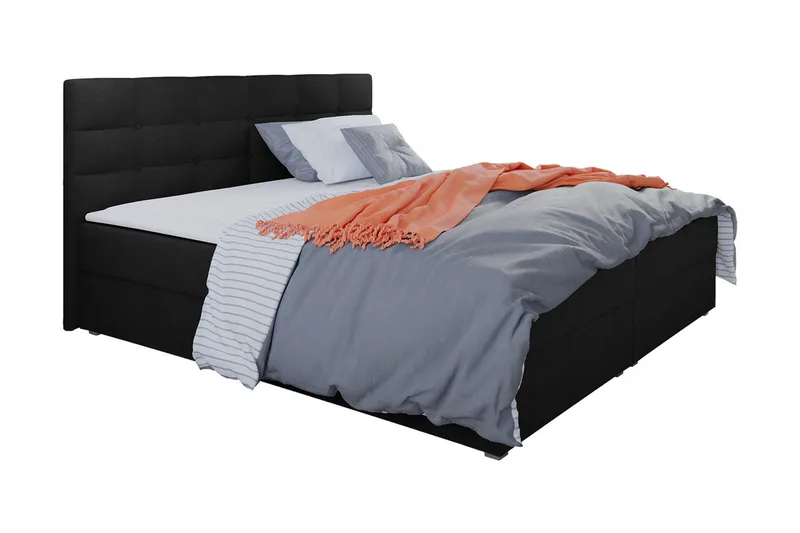Alvito Kontinentalseng 140x200 cm med Sengegavl - Sort - Møbler - Senge - Kontinentalsenge