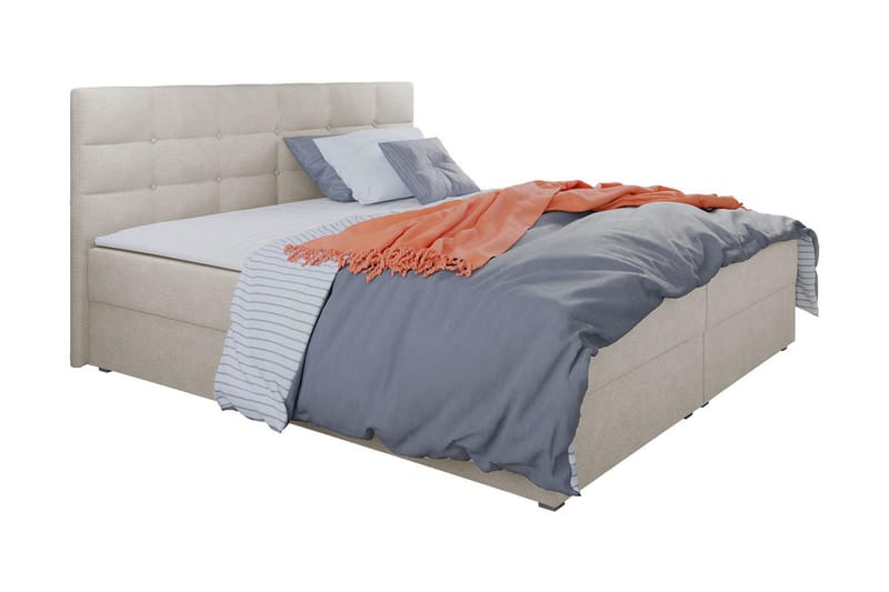 Alvito Kontinentalseng 160x200 cm med Sengegavl - Beige - Møbler - Senge - Kontinentalsenge