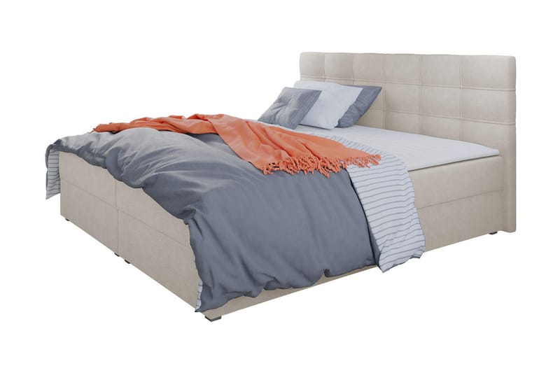 Alvito Kontinentalseng 160x200 cm med Sengegavl - Beige - Møbler - Senge - Kontinentalsenge