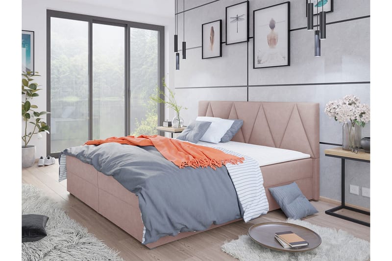 Alvito Kontinentalseng 180x200 cm med Sengegavl - Lyserød - Møbler - Senge - Kontinentalsenge