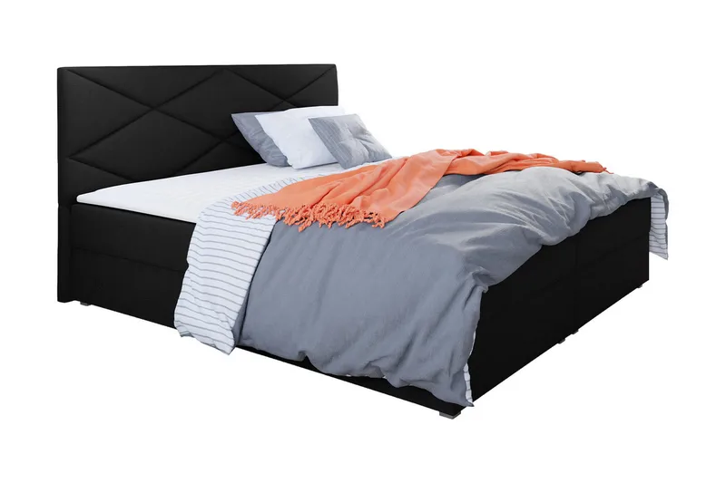 Alvito Kontinentalseng 180x200 cm med Sengegavl, Sort