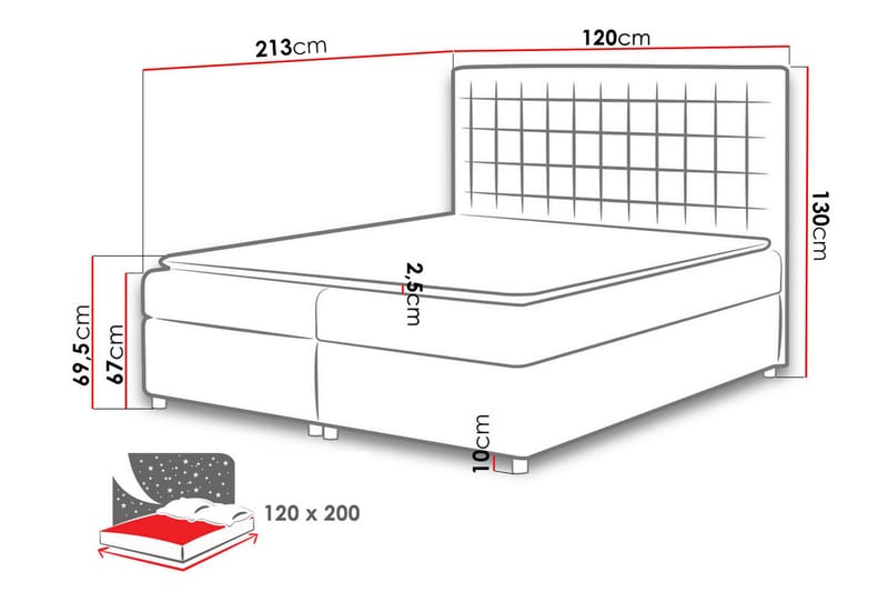 Asti Sengepakke 120x200 cm - Sort - Møbler - Senge - Kontinentalsenge