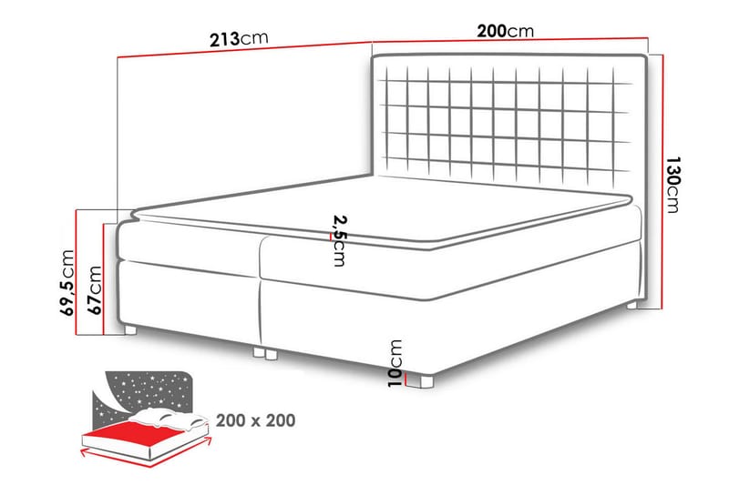 Asti Sengepakke 200x200 - Hvid - Møbler - Senge - Kontinentalsenge