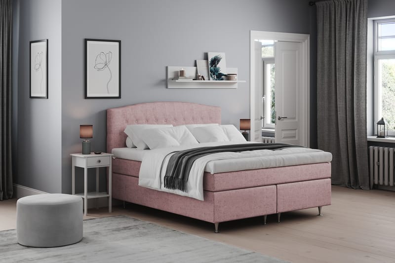 Belda Sengepakke 160x200 Fast/Medium - Lyserød - Møbler - Senge - Komplet sengepakke