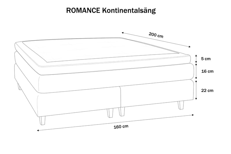 Belinda Kontinentalseng 160x200 - Ancona Grå - Møbler - Senge - Komplet sengepakke