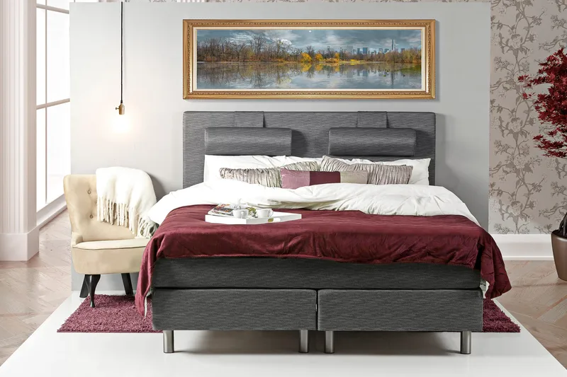 Belinda Kontinentalseng 160x200 - Ancona Grå - Møbler - Senge - Kontinentalsenge