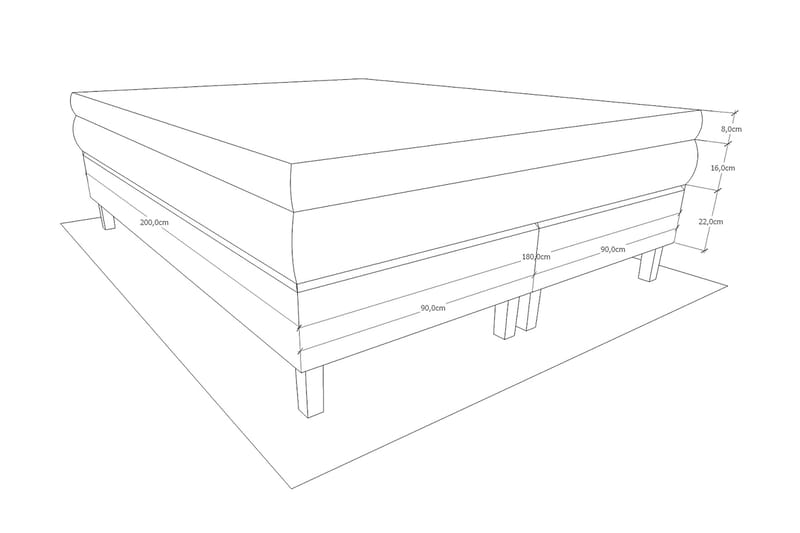 Belinda Kontinentalseng 180x200 - Ancona Grå - Møbler - Senge - Kontinentalsenge