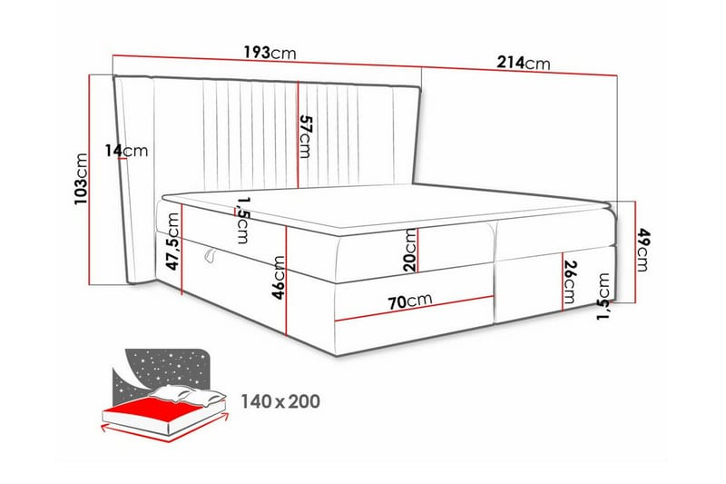 Boisdale Kontinentalseng 140x200 cm - Mørkegrøn - Møbler - Senge - Kontinentalsenge