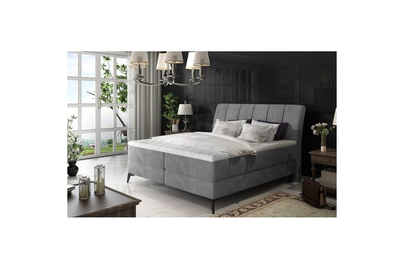 Boxmadras Eltap Aderito - 180x200 cm, Jasmine 90, Grå - Møbler - Senge - Kontinentalsenge