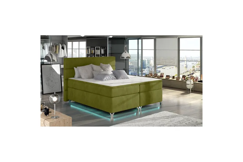 Boxmadras Eltap Amadeo med LED, Rivera 36, Grøn, 180x200 cm